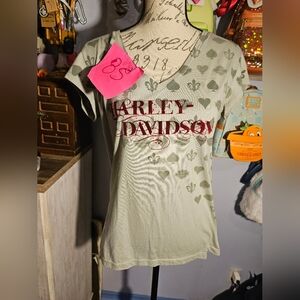❤️5 For 25😍 Harley Davidson Womens Tee Shirt V Neck Red Spades Size Xlarge